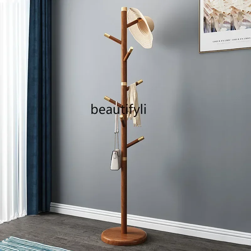

TTT New Chinese coat rack floor light luxury creative solid wood hanger bedroom simple modern hanger floor