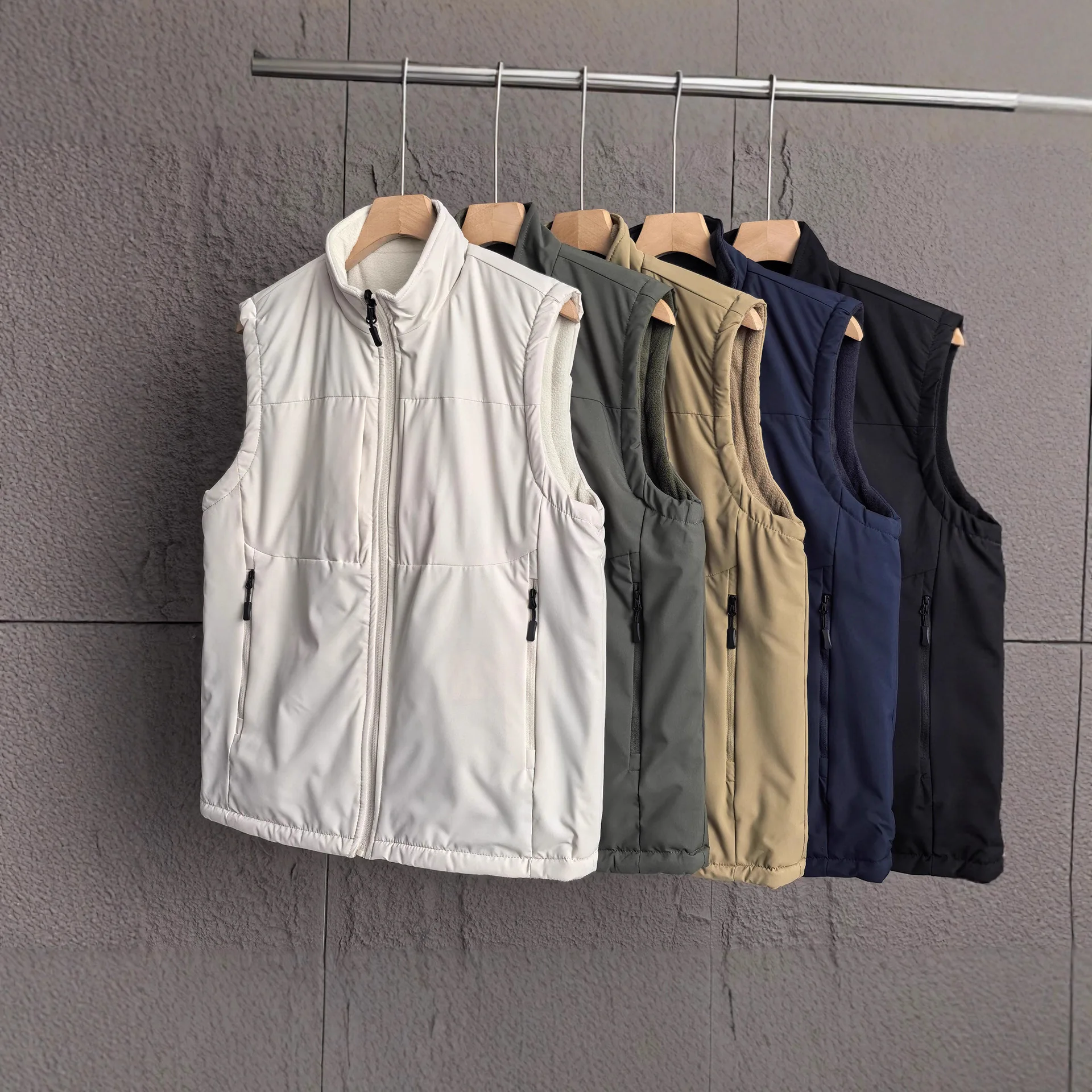 Двусторонний можно носить! Американский осенне-зимний мужской флисовый воротник-стойка, утолщенный ветрозащитный и теплый жилет, куртка