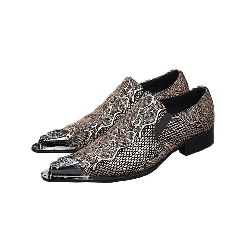 ntparker Big Sizes Men's Shoes Leather Oxfords Shoes Snake Pattern Men's Business Leather Pointed Shoes, EU38-46!