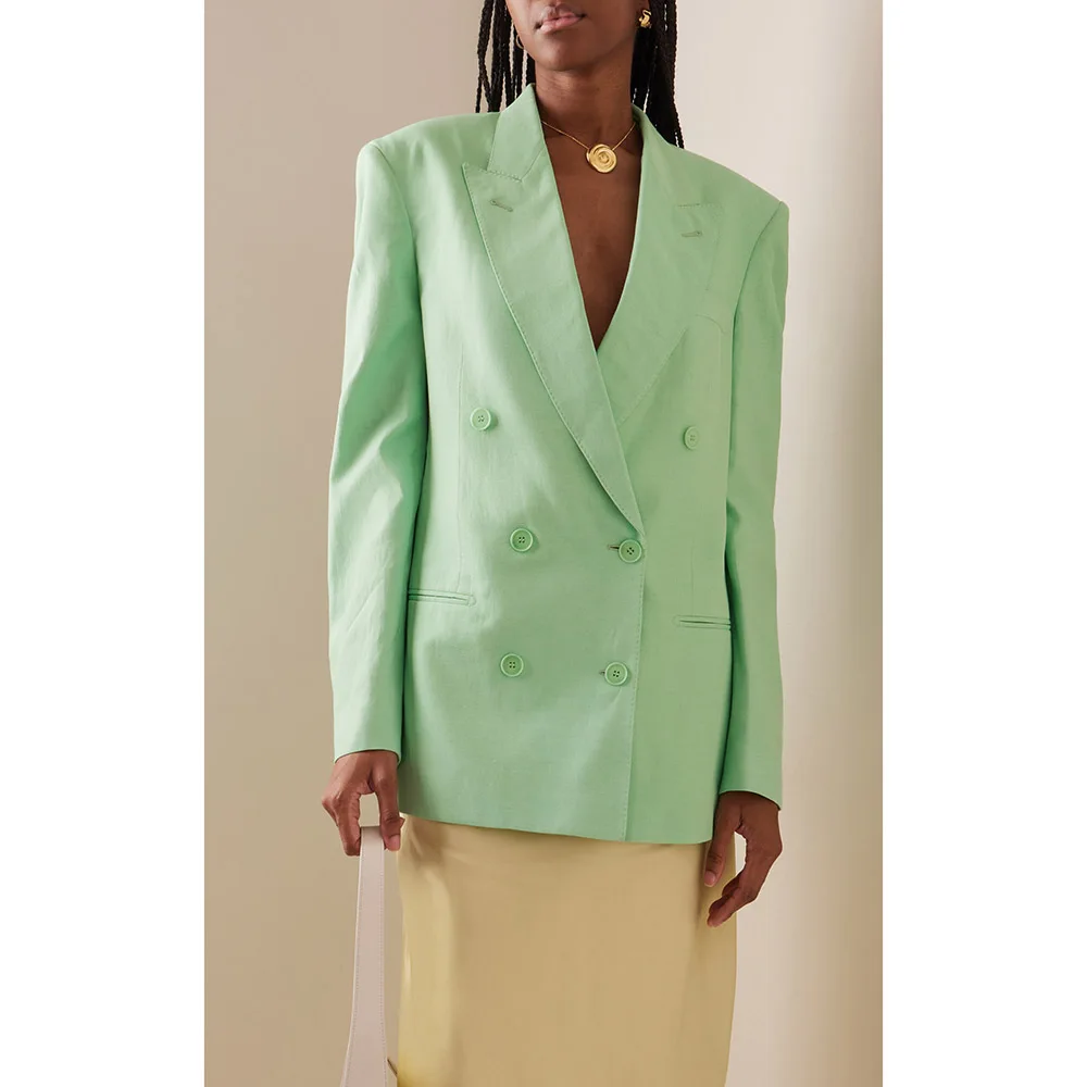 

Fashion Sweet Women's Suit Blazer Double Breasted Peak Lapel Short Loose Coat Fit Banquet Wedding Office 1 Piece Female Clothing