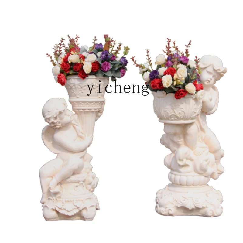 

Tqh Villa Balcony Landscape Sculpture Outdoor Creative Decorations Succulent Green Radish Relief Little Angel