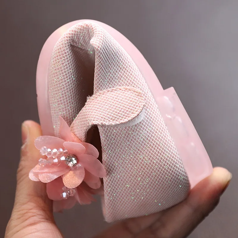 Children Leather Shoes Beautiful Flower Princess Girls Party Dance Shoes Kid Retro Classic Dress Shoes Children Soft Flats Shoes