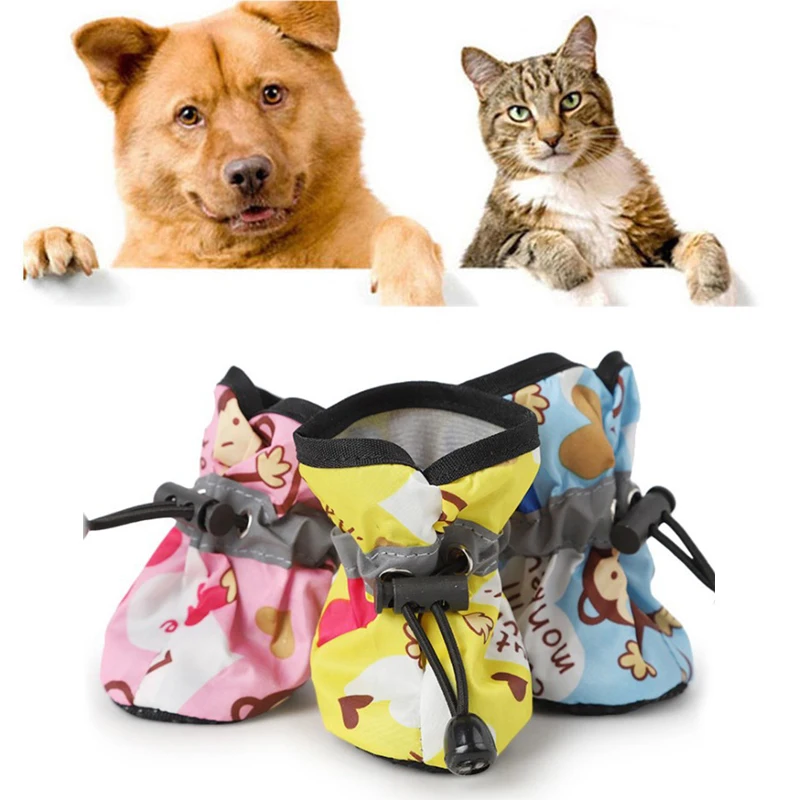 Monkey Pattern Dog Shoes Waterproof Rain Dog Boots Pet Foot Covers Waterproof Non-slip Puppy Shoe Cute Shoes For Dog Accessories