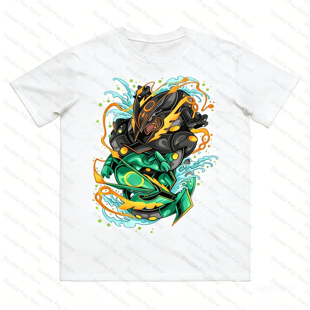 Anime Pokémon Rayquaza bedrucktes Baumwoll-T-Shirt für Herrenhemden, Damen-T-Shirts, Sommer, neue Kollektion, modisches Kurzarm-Shirt