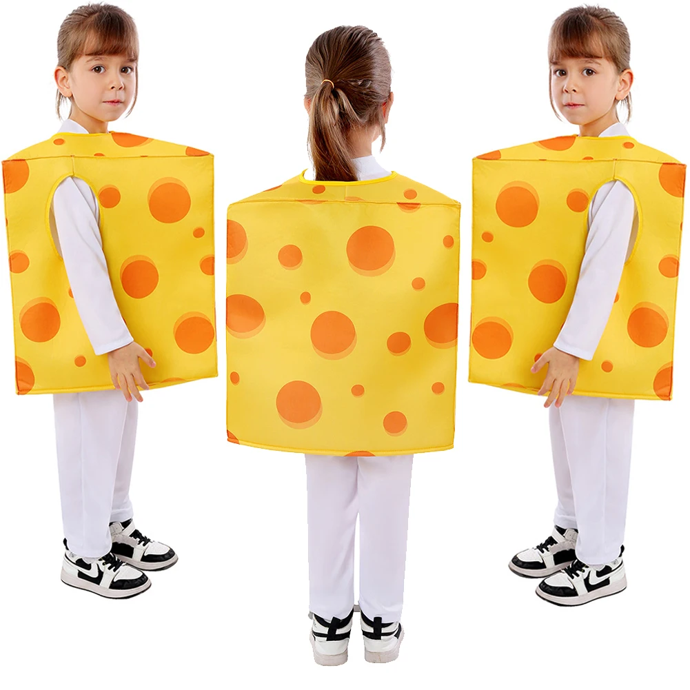 Cute Cheese Cosplay Costume for Kids, Role Play, Comida dos desenhos animados, Fantasia Roleplay, Fantasia extravagante, Roupas de festa, Meninos e meninas