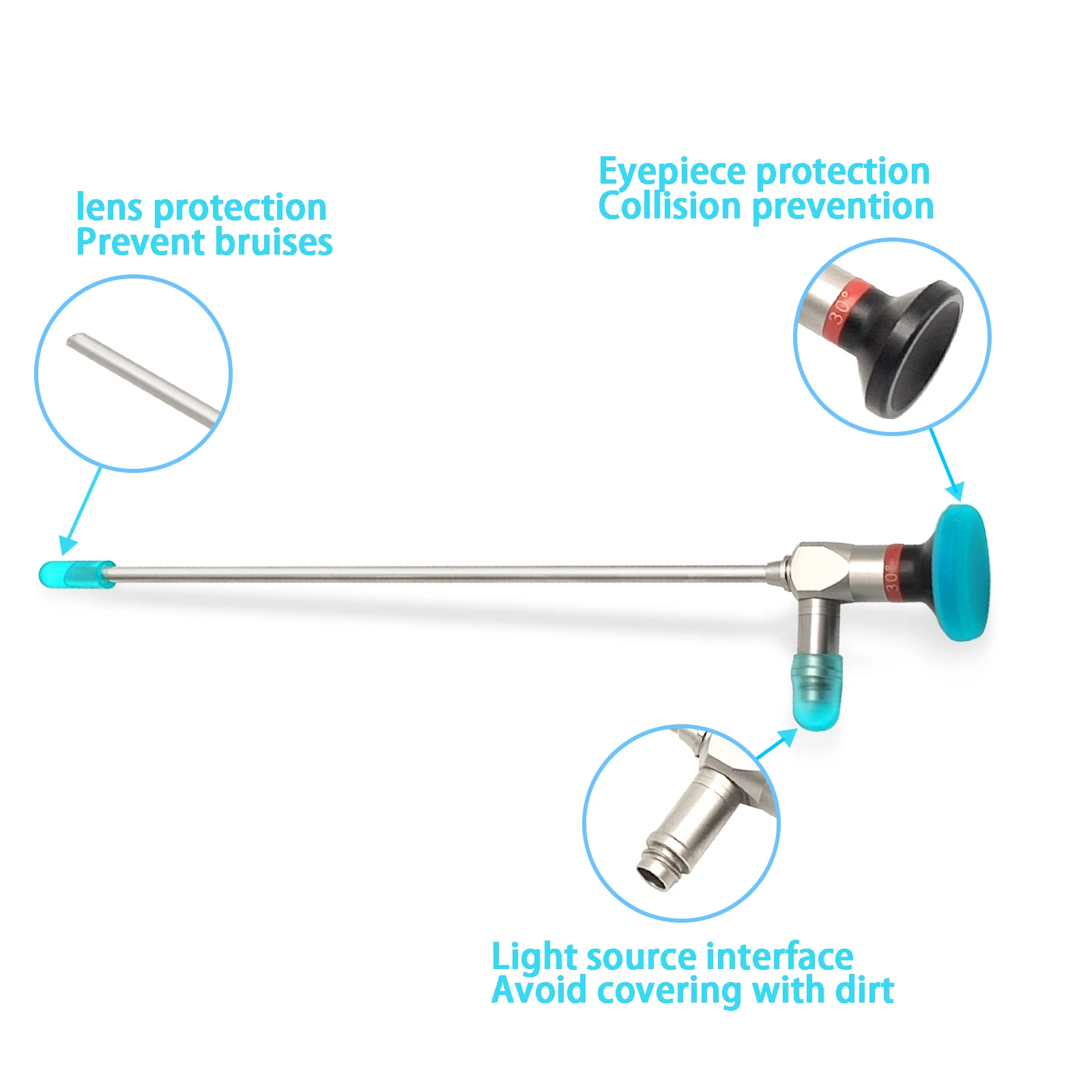 Tapa protectora para endoscopio, cubierta para lente de endoscopio, fuente de luz protege tres piezas, resistencia a altas temperaturas 100 Uds.