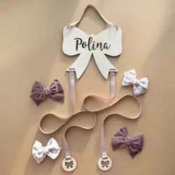 Wooden Swan Bow Shape Baby Hair Clips Holder Hanging Pendant Portable Hairband Storage Pendant Organizer Wall Ornaments