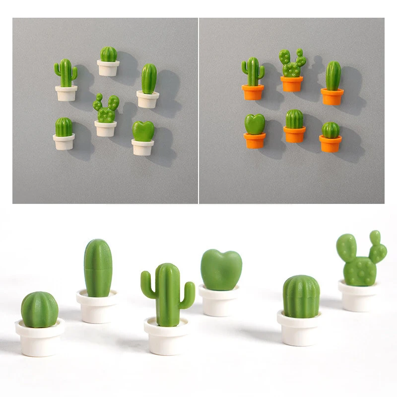 6Pcs/Set 3D Cute Succulent Plant Magnet Message Sticker for Kitchen Refrigerator Magnet Button Cactus Decoration Accessories