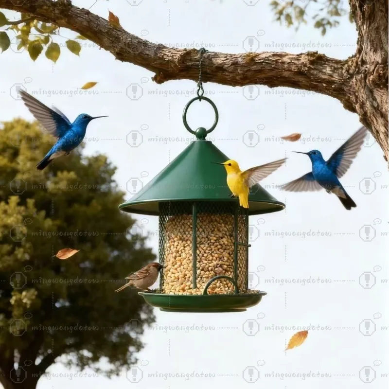 

Outdoor Small Bird Feeder Metal Mesh Tube Squirrel Prevention Ventilated Mesh Wrought Iron Bird Feeder