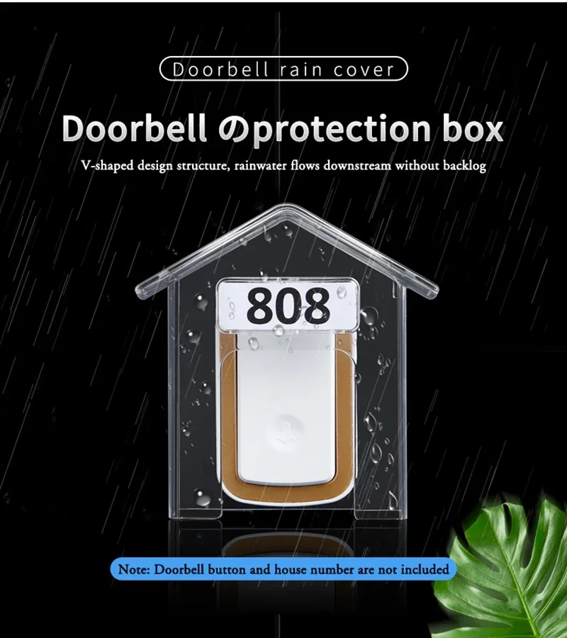 Doorbell Waterproof Cover Transparent Wireless Doorbell Rain Cover Protective Box Outdoor Doorbell Waterproof Shell