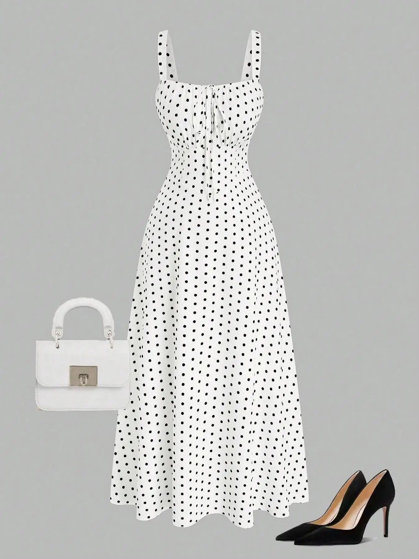 

【Большой размер】 Повседневное платье без рукавов с принтом в горошек для лета Женская одежда больших размеров для повседневной носки