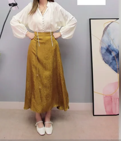 TAJIYANE 100% Mulberry Silk Blouse Woman Elegant Long Sleeve White Shirt New Jacquard Women Tops 2025 Spring Clothes Camisas