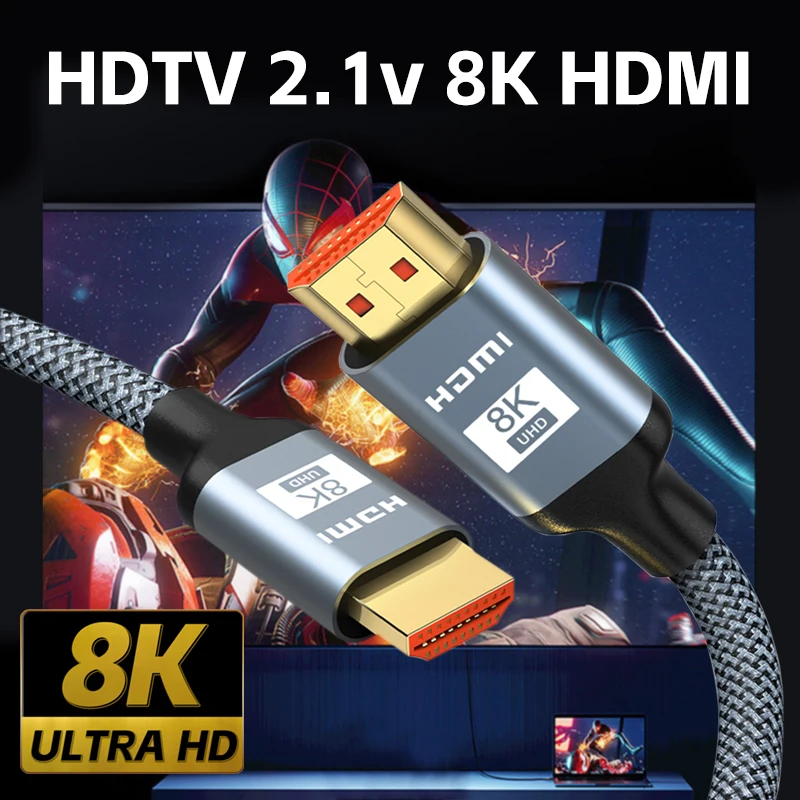 0.5-1.5M HDMI 8K Cable 60HZ 2.1V 4K 144HZ 3D TV High Speed for Computer Monitor Projector PS Game Console Audio And Video