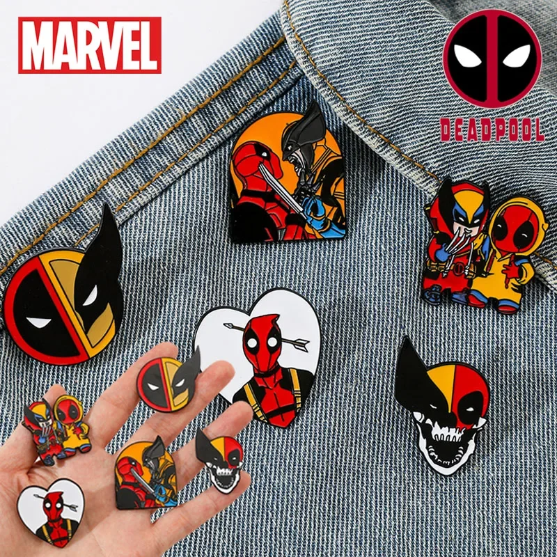 Marvel Brooches Deadpool & Wolverine Enamel Alloy Badges Cartoon Superhero Pins for Backpack Clothing Collar Decoration Gifts