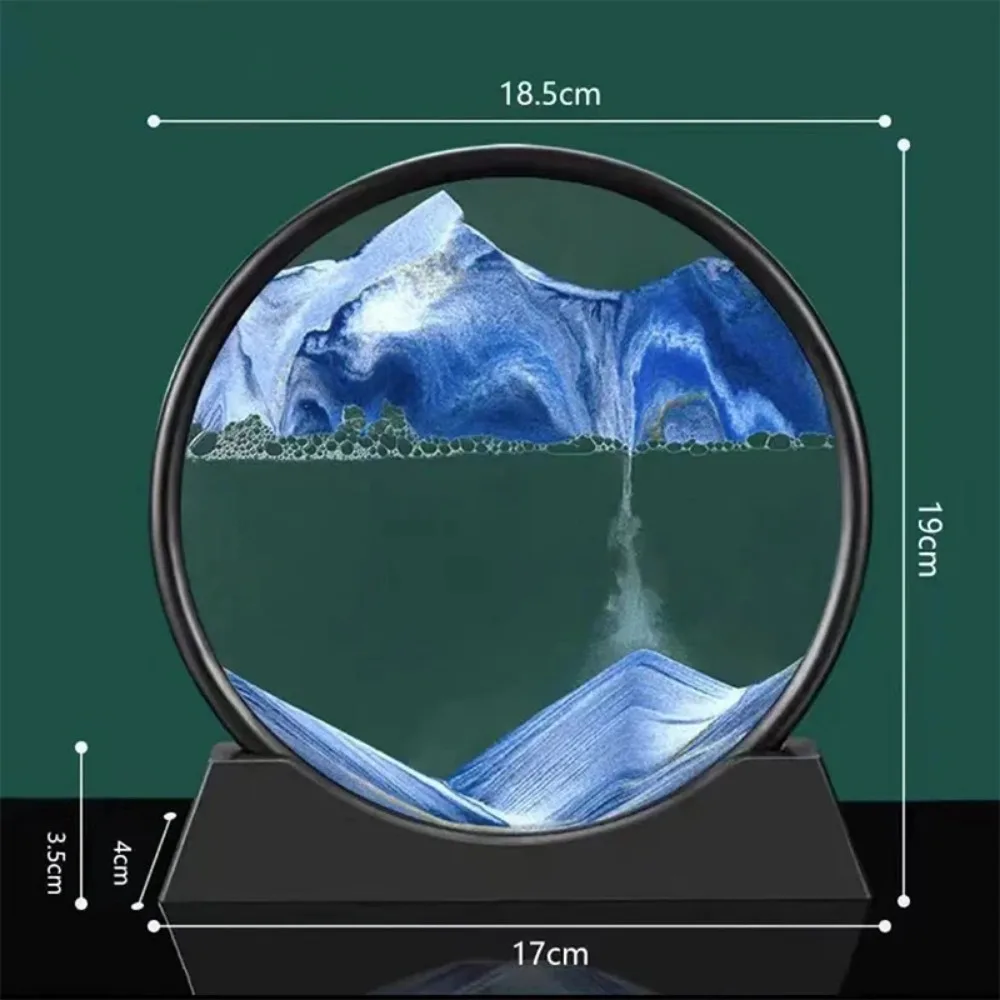 3D 무빙 샌드 아트 페인팅 장식품, 둥근 모래 장면 모래 시계, 퀵샌드 룸 장식품, 가족 장식, 그림 장식 선물