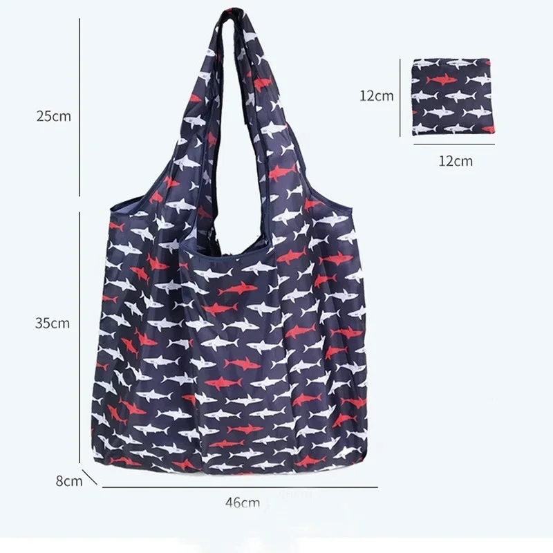 Women Large Capacity Cloth Shopping Bags Reusable Foldable Fashion Handbag Flower Bird Cat Tote Bag Shopping Supermarket Bag