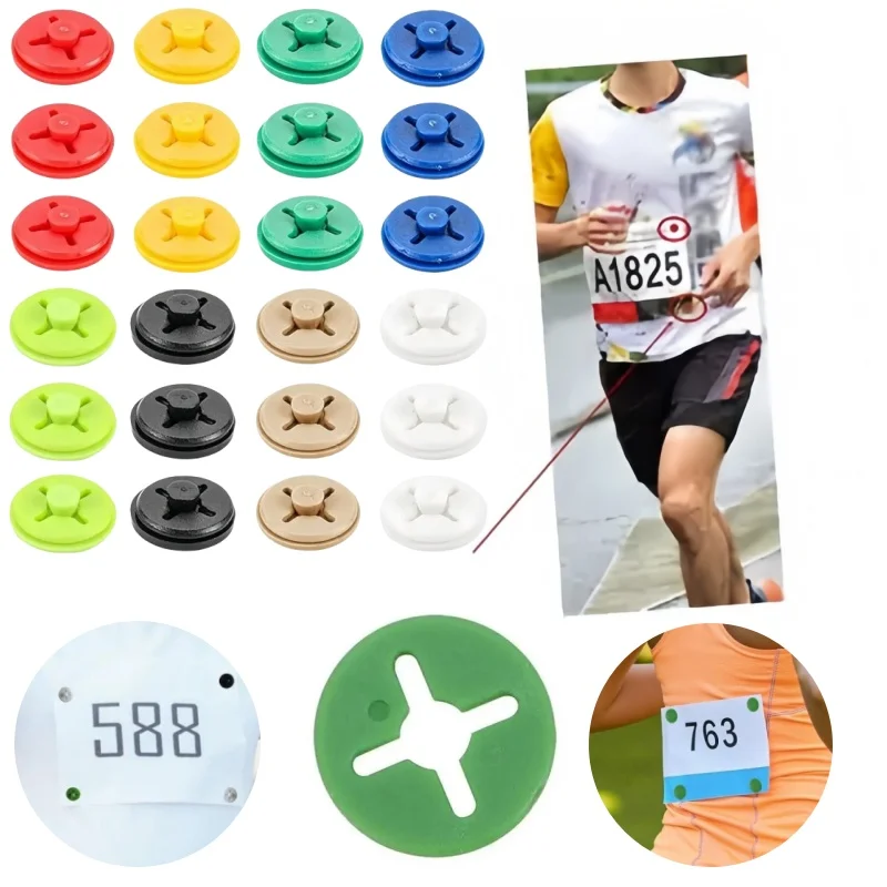 24Pcs Durable Running Bib Clips Lightweight Number Plate Fixing Buckles Portable Skiing Cycling Race Quick Accurate Bib Holders