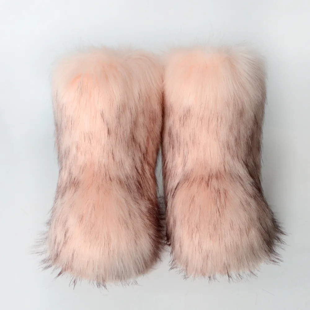 fur boots Women\'s fox fur plush boots, plush warm snow boots, luxury shoes, girls\' plush boots, fashionable winter shoes