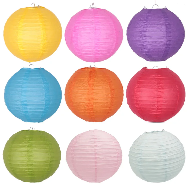 Hot sale (10cm-40cm) Beige Chinese Round Paper Lanterns for Wedding Party household Hanging lamps festival Decoration Supplies