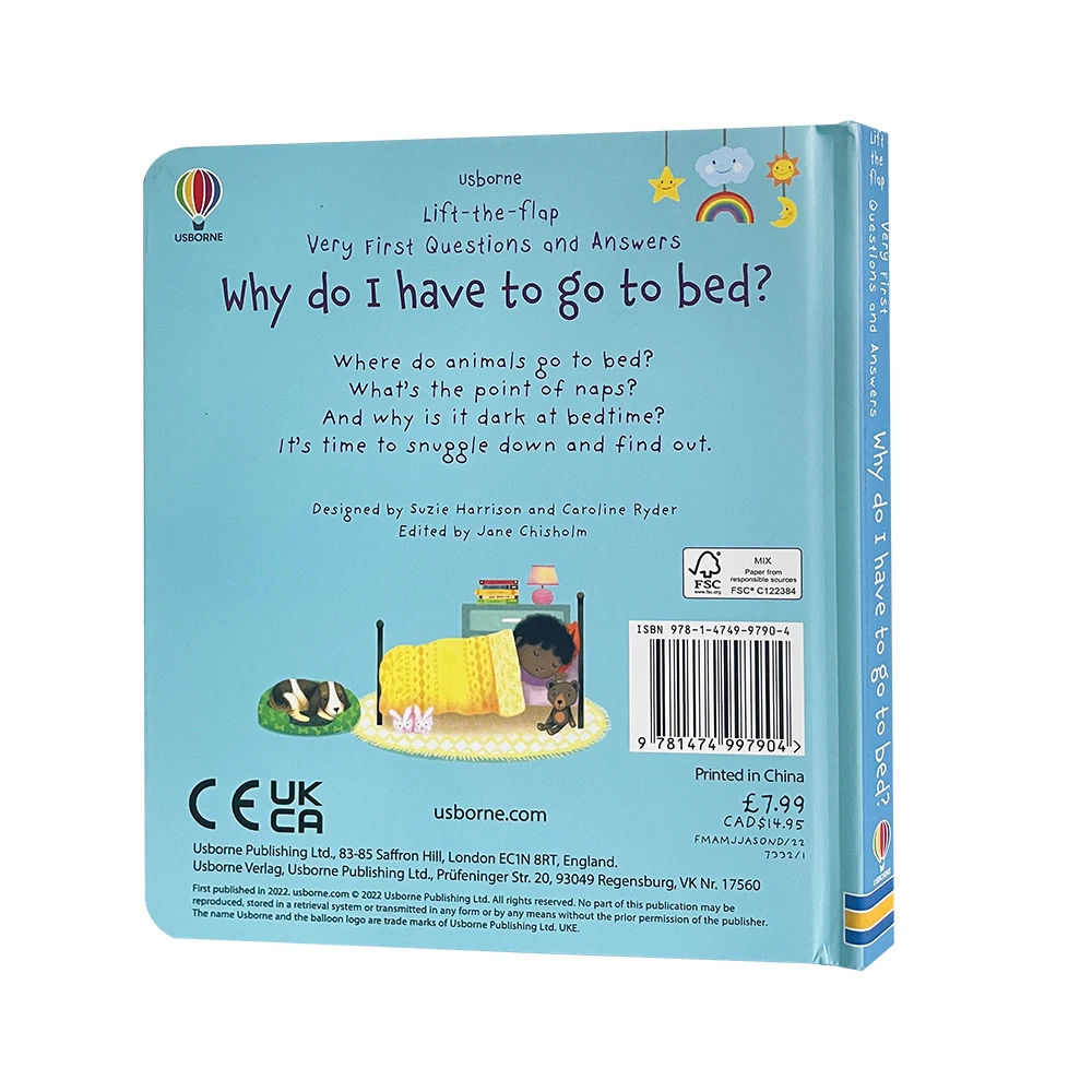 Usborne Lift The Flap أسئلة وأجوبة أولى جدًا لماذا يجب أن أذهب إلى السرير؟ كتاب صور تعليمي باللغة الإنجليزية من مونتيسوري