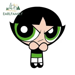 EARLFAMILY for Buttercup Powerpuff Girls Car Stickers Anime Creative Decal Vinyl Waterproof Refrigerator Helmet Car Accessories