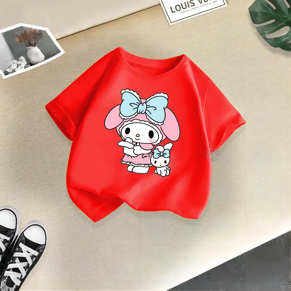 Sanrio Youth Summer Clothing 100% cotton T-shirt Big eared dog print Children\'s casual cotton T-shirt Boys girls Short sleeve Ha