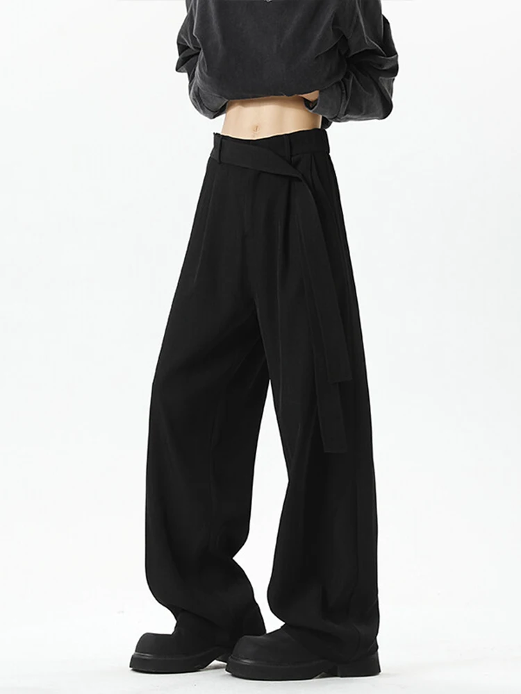 

Мужские повседневные брюки Neapolitan Bla Knife с косым поясом, струящиеся, премиум-класса, прямые широкие джинсы