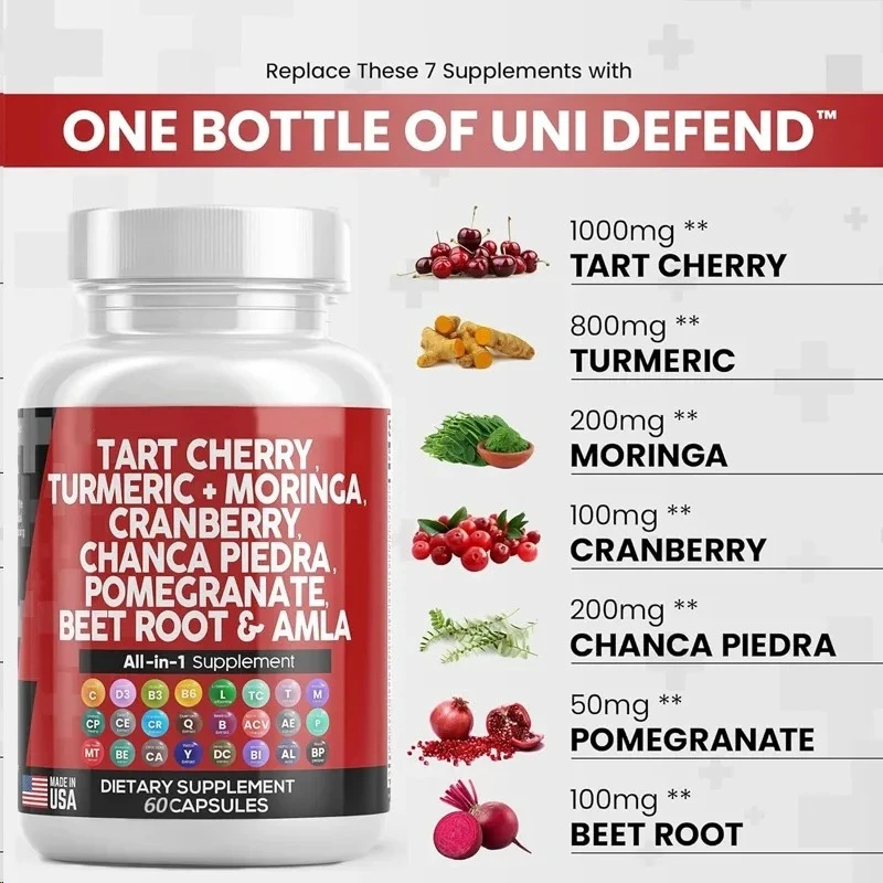 مستخلص الكرز الحامض 60 كبسولة 20000 ملغ الكركم 8000 ملغ مورينجا 4000 ملغ التوت البري الكرفس Quercetin السيلينوميثيونين اليوريا #3