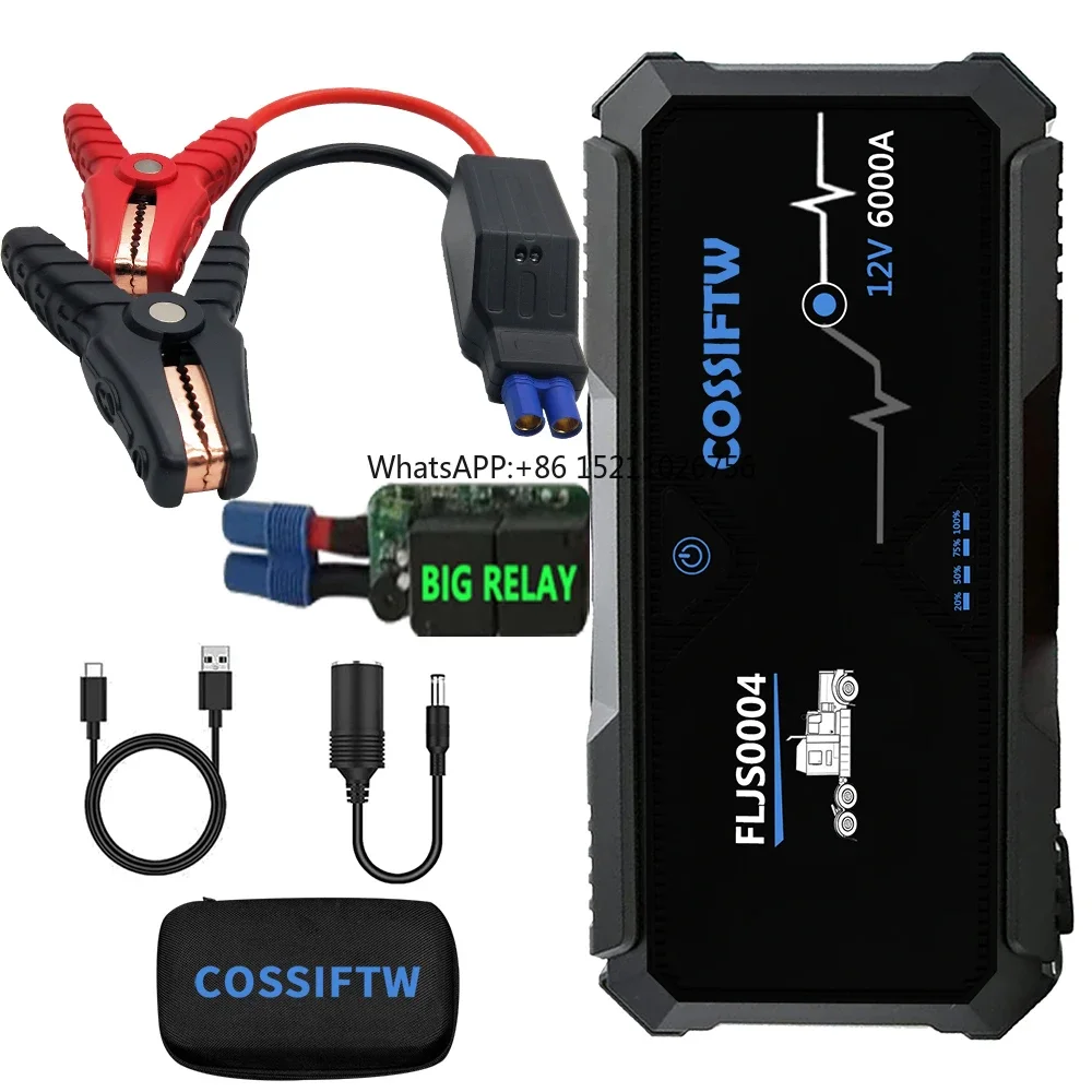 6000A Jump Starter Battery Pack Powerful Booster Jump Cable for 18.0L Gas or up to 13.0L Diesel