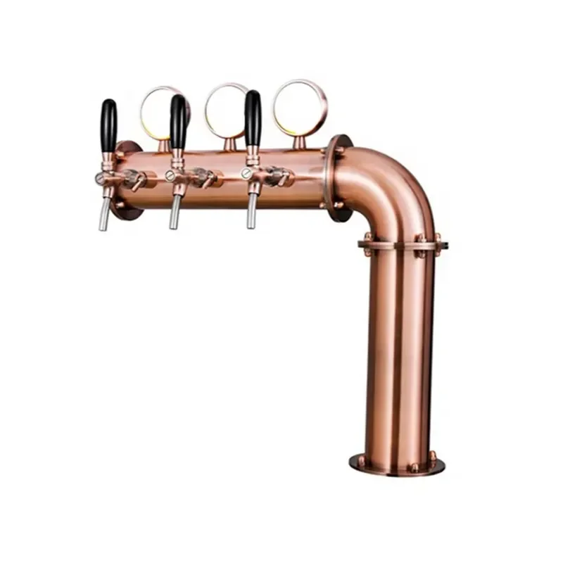 L Shaped Beer Tower 3 Tap Column Bronze Gold Silver Finish Coffee Bar Dispenser Draft System Home Party Equipment 3 Tap Beer
