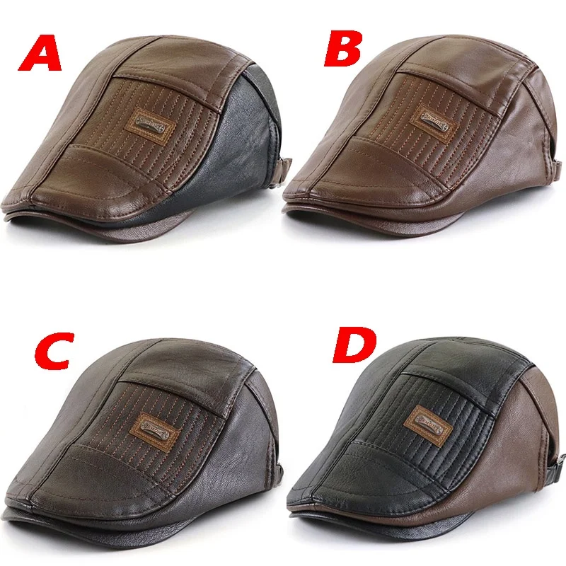 Leather Beret Hat Retro Newsboy Hats Warm Cap Duckbill Visor Boinas Flat Caps