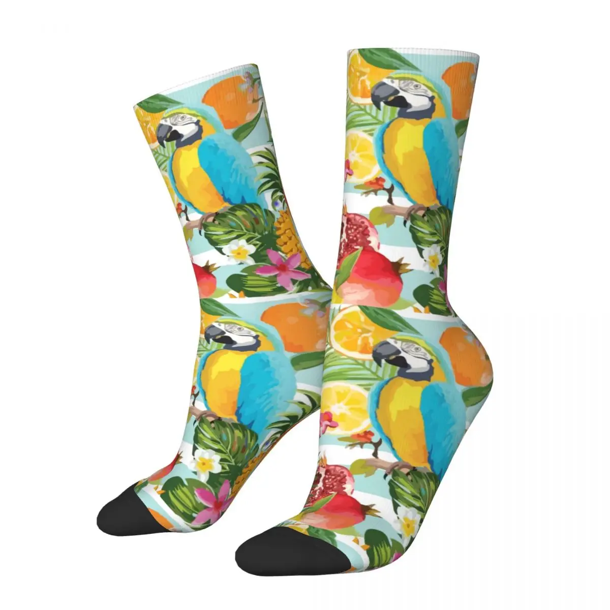 Cute Macaw Tropical Forest Socks Men's Women's Parrots Cockatiel Animal Socks Novelty Spring Summer Autumn Winter Socks Gifts