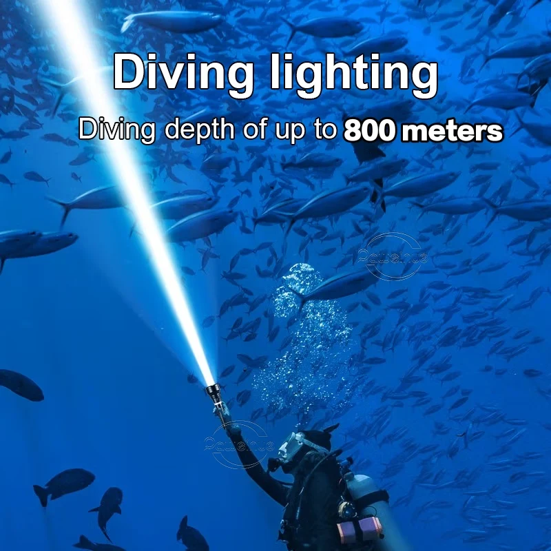 Super Bright Diving Flashlight Single Mode Rechargeable XHP160 Diving Torch 800m Underwater Lamp IPX8 Waterproof Lantern