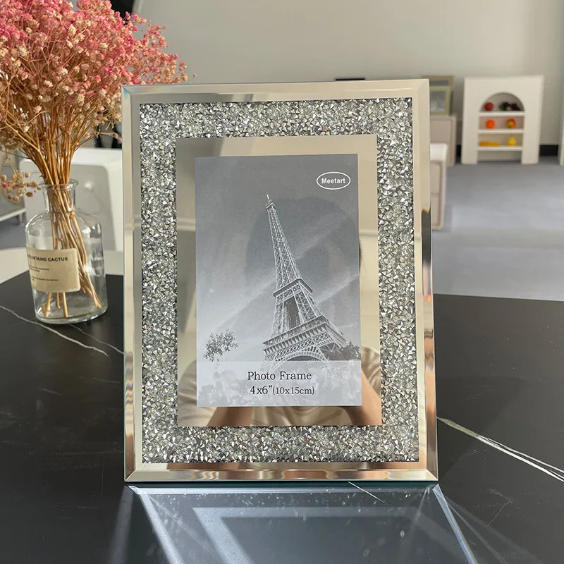 New light luxury simple crystal diamond photo frame multi-inch picture frame creative senior table girlfriend wedding photo mirr