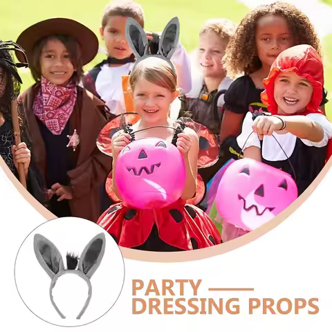 3Pcs Donkey Headband for Women Adorable Animal Ears Hair Hoop for Costume Party Halloween Zoo Themed Event Birthday Gift Idea