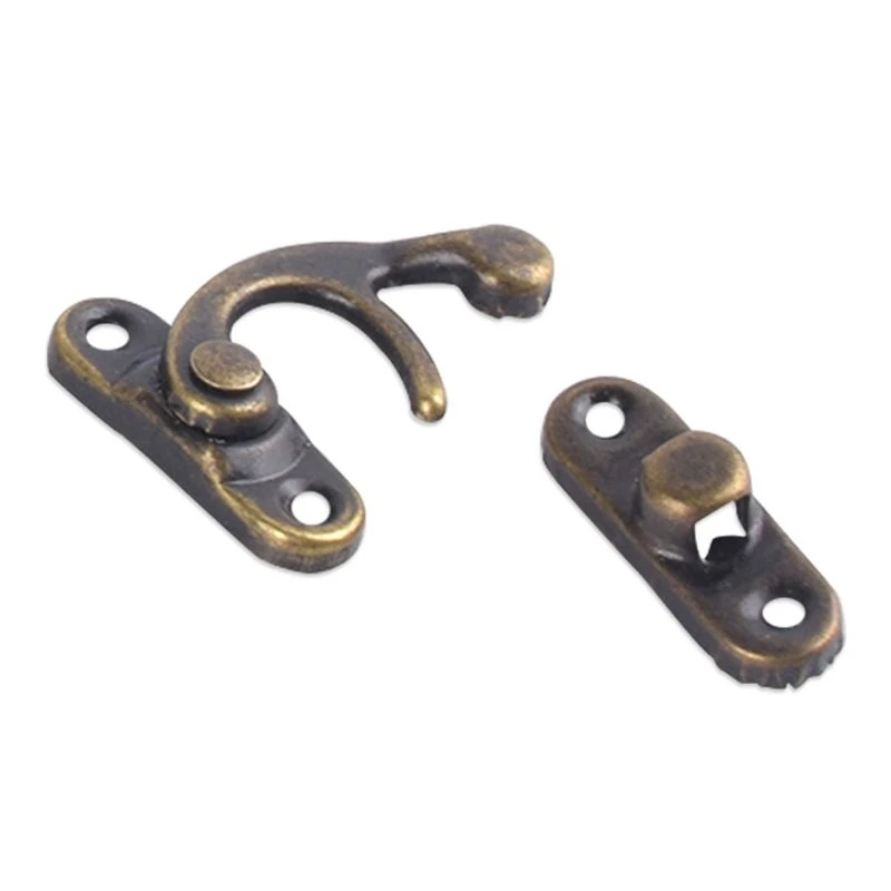 E74B Bronzo Mini Chiusura a braccio oscillante per chiusura stile vintage Destra Toggle Hasp Gancio in metallo Fibbia curva per