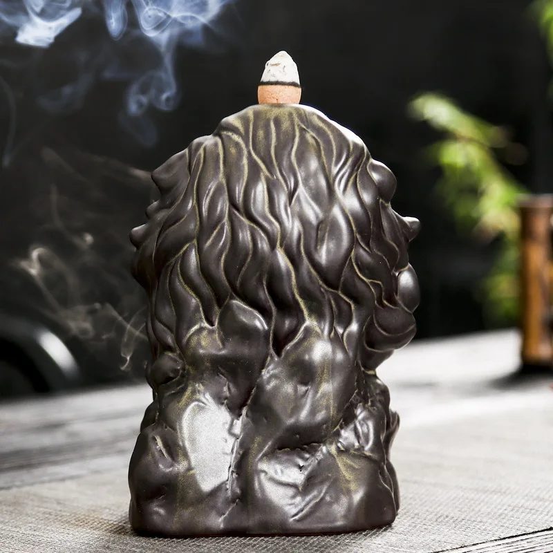 Home Ornament The Mighty Lion Backflow Incense Ceramic Censer