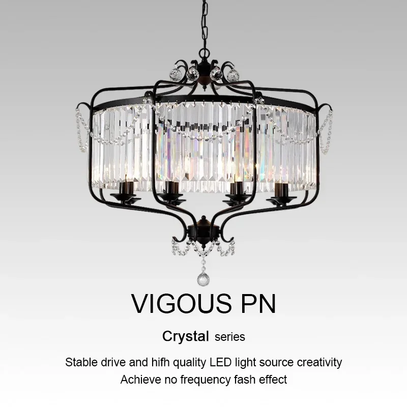 

Modern American LED Retro Romantic luxurious Crystal Iron art Chandelier Living Dining Bedroom Designer Lamp Decor Pendant Light