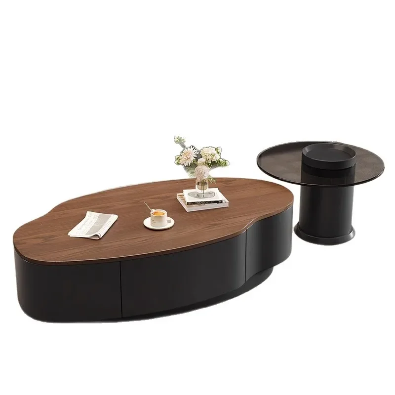 

Medieval solid wood walnut mango coffee table combination light luxury modern simple living room home