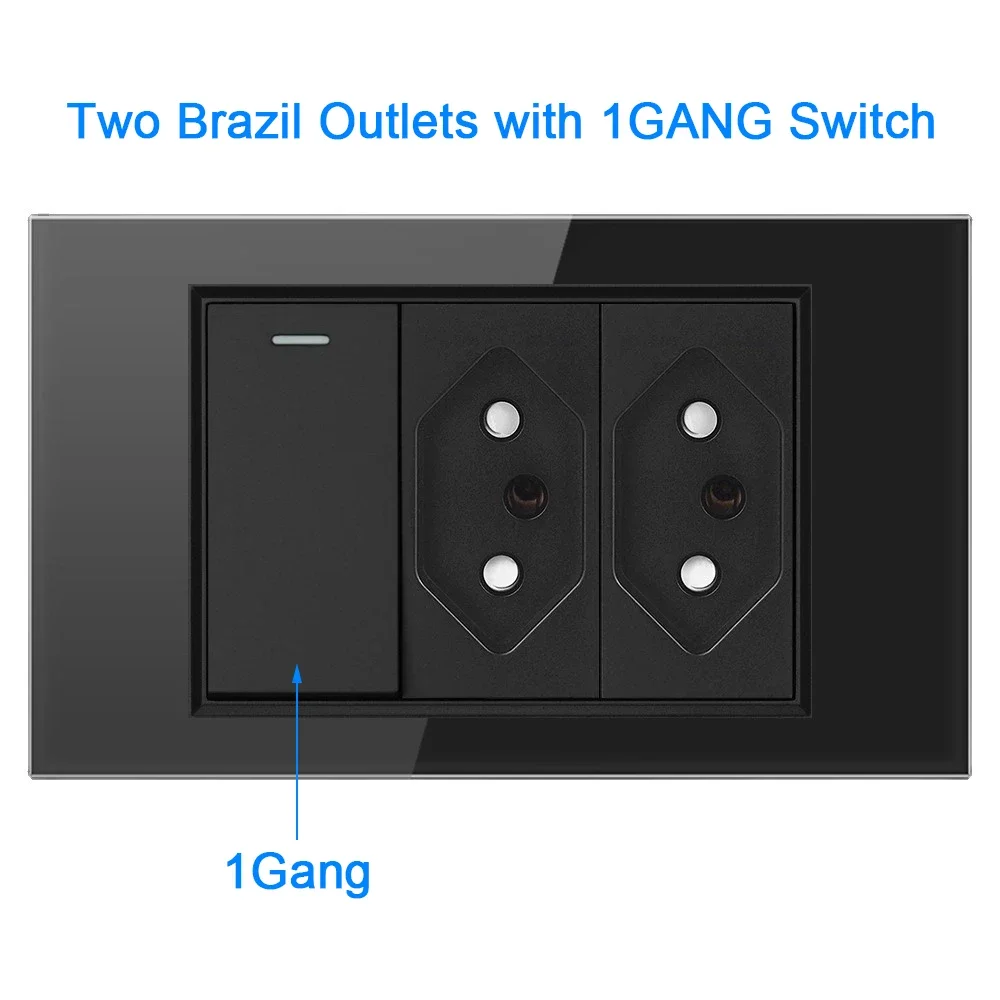 20A Brazil Plug Power Wall USB TYPE C Socket Tomada Pressure Switch PC/Glass Panel Position Jack Brazilian Outlet Home Offic/