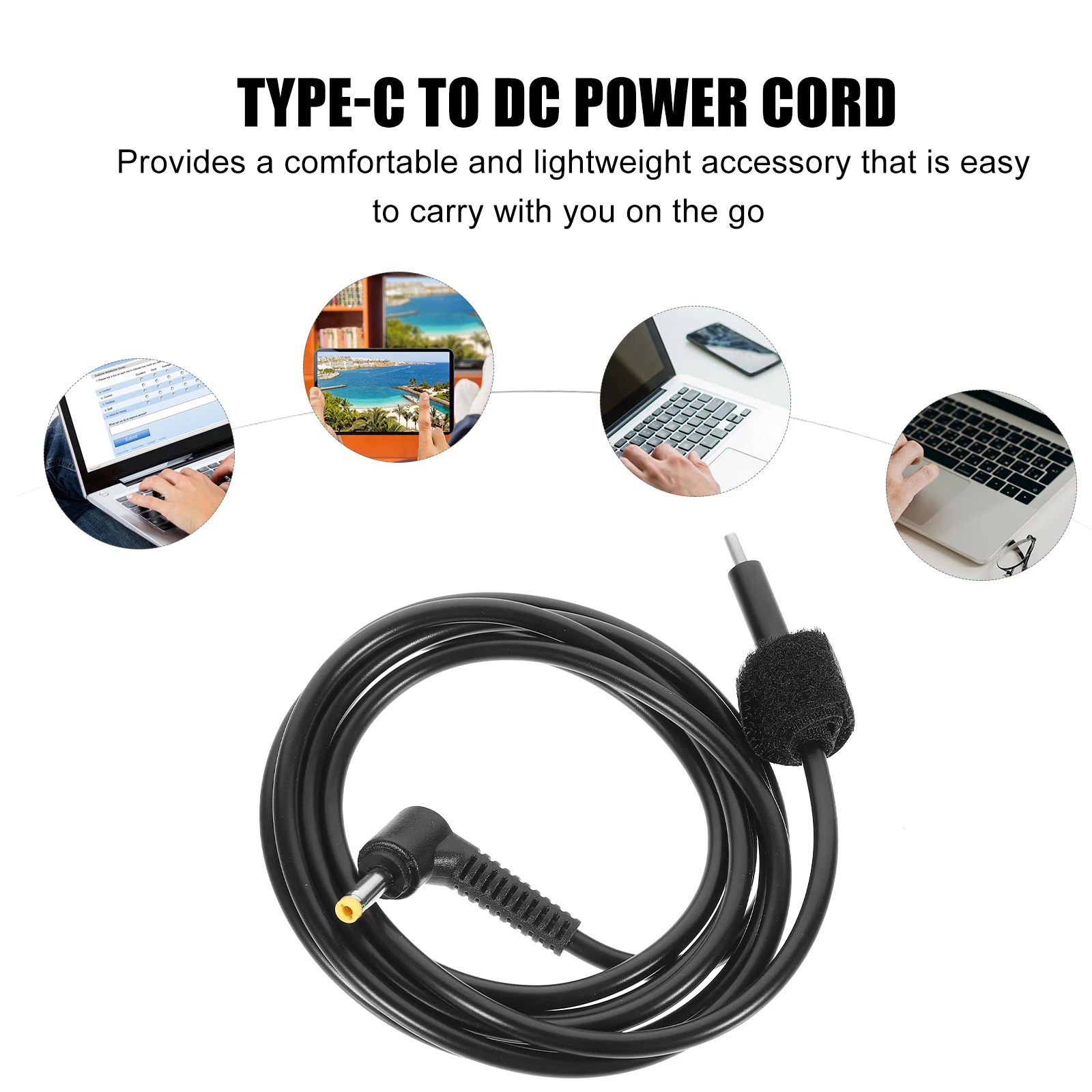 

Adapter Type-C PD to DC Charging Cable Converter Power Supply Adaptor Usb Cord Laptop Black