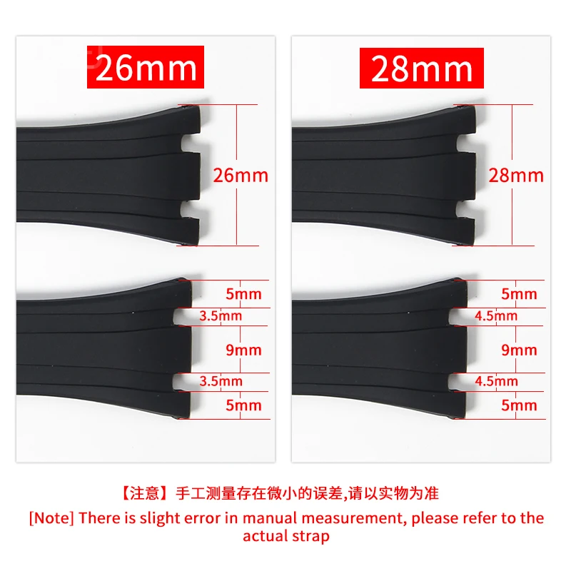 High Quality Men Silicone WatchBand for AP Royal Oak 15400 26320  Concave Interface Rose Gold Fold Steel Buckle 27mm Watch Strap