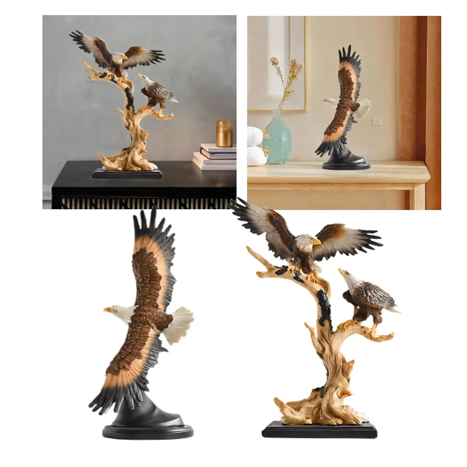 Resin Sculpture Eagle Statue Figurine Collection Modern Ornaments Bird Figure Collectible for Bookshelf Colleague Men Bedroom