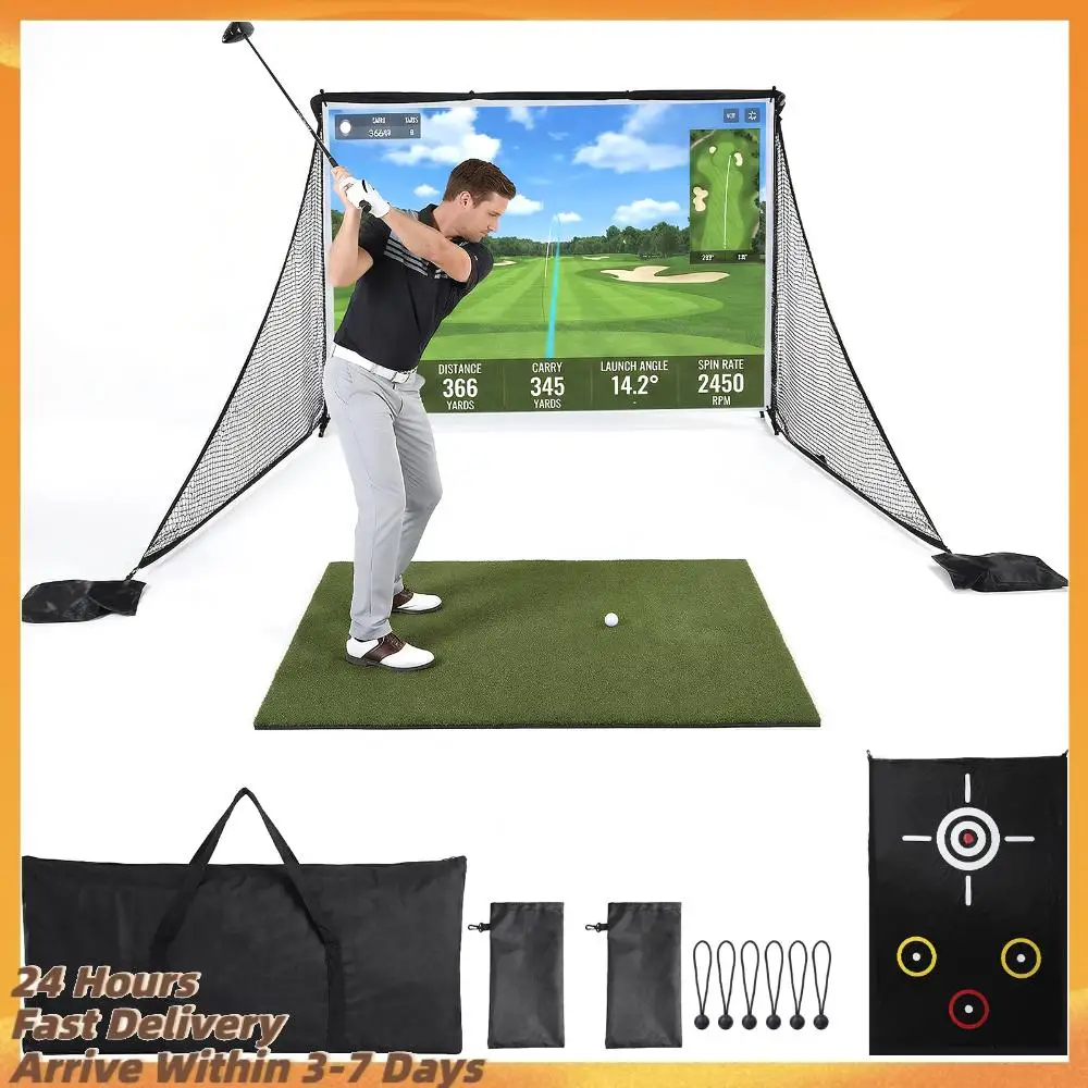 

Сетка для отработки ударов в гольфе 10x7 футов с 2 боковыми барьерами и сумкой для хранения, тренировочная сетка для гольфистов для отработки ударов на заднем дворе, для отработки драйвинга, чиппинга и свинга