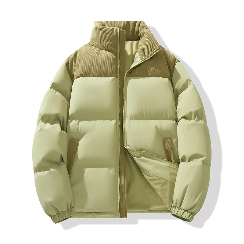 Корейская версия, модные мужские утепленные повседневные модные бархатные парки с воротником-стойкой и длинными рукавами, мужская одежда, стеганые пальто