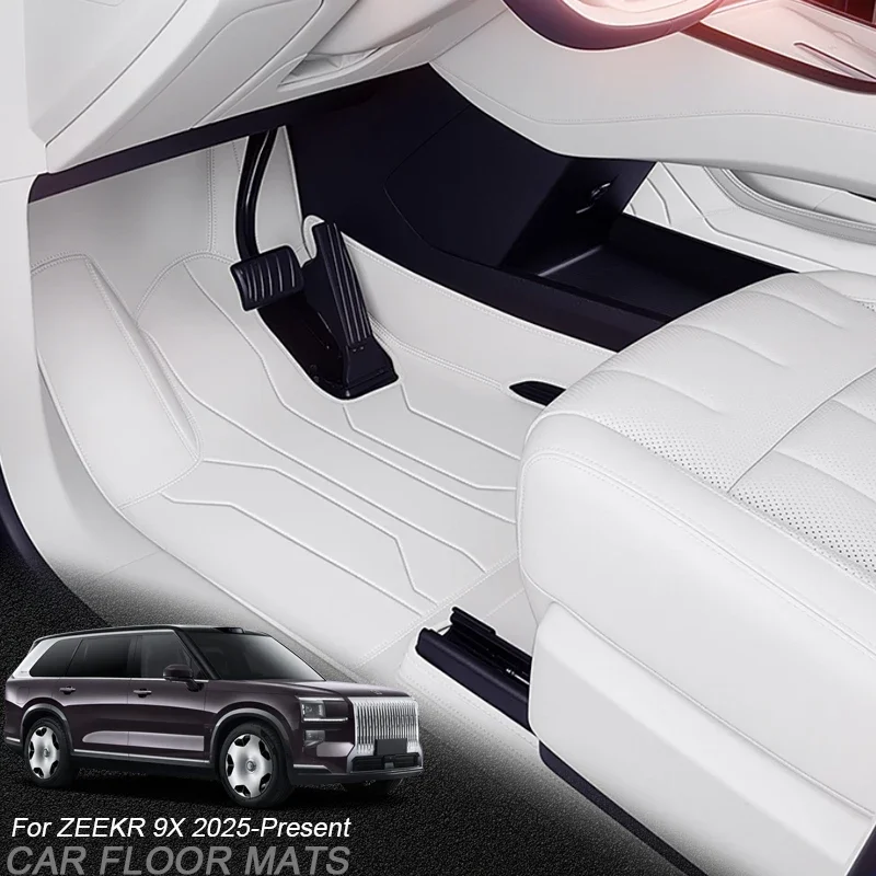 

Нескользящий автомобильный защитный коврик из кожи наппа на заказ, роскошный водонепроницаемый напольный коврик, аксессуар для ZEEKR 9X 2025-Present