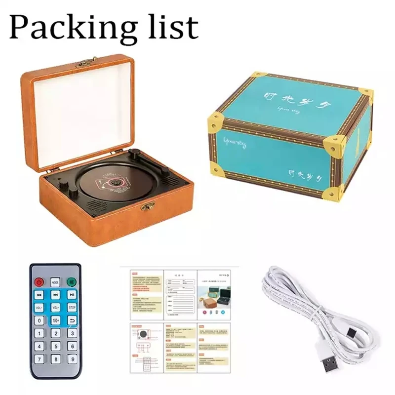 Portátil Bluetooth 5.0 Retro CD Player, alto-falante embutido, áudio estéreo, Integrative Lossless, DVD e CD Player, 3,5 milímetros Headphones Jack