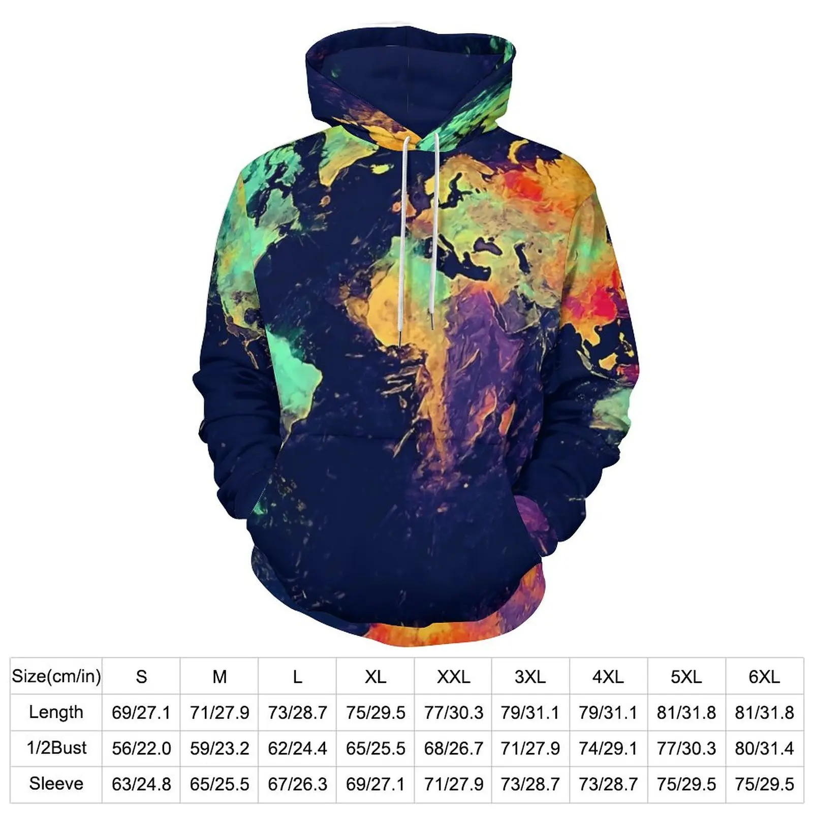 World Map 140 Casual Hoodies Global Map Art Y2k Custom Loose Hoodie Autumn Long Sleeve Street Wear Oversized Sweatshirts