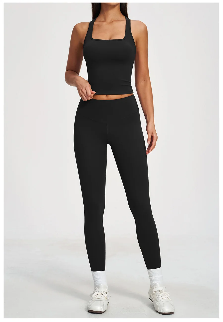 Yoga-Set 2-teilig Damen Fitness Sportbekleidung Naked Feel Sport-BH Gym Laufhose Po-Formende Leggings Workout-Outfit Activewear – Detail 29