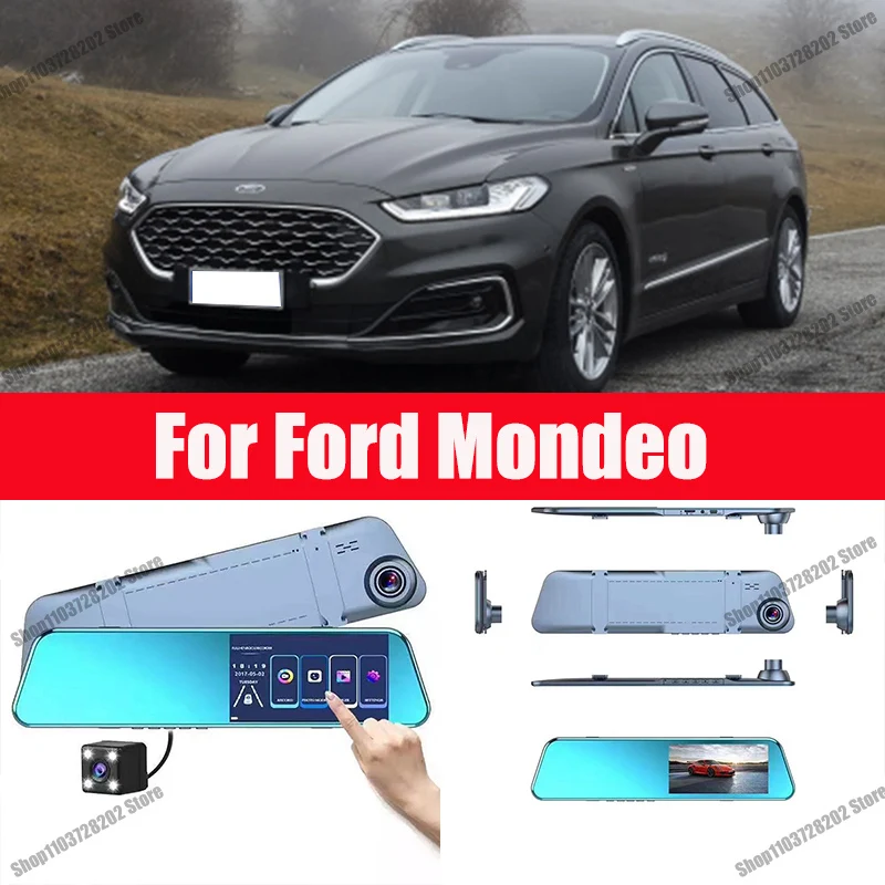 

For Ford Mondeo Carplay Android GPS Dash Cam AUX FM Radio Dashcam Car Camera Stream RearView Mirror Drive Recorder